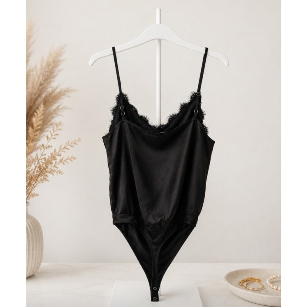 Abercrombie & Fitch Black Lace Satin Bodysuit M - Picture 2 of 2
